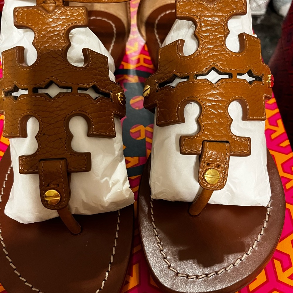 Tory Burch tan phoebe flat sandals